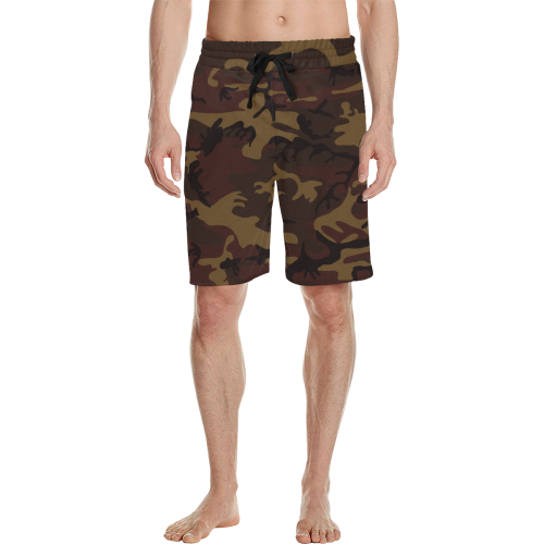 Camo Dark Brown Men's All Over Print Casual Shorts (Model L23)