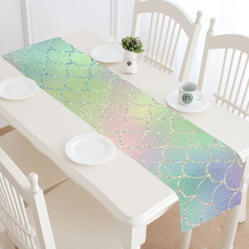 Pastel Mermaid Sparkles Table Runner 14x72 inch