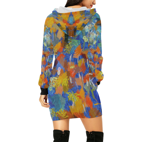 Colorful paint strokes All Over Print Hoodie Mini Dress (Model H27)