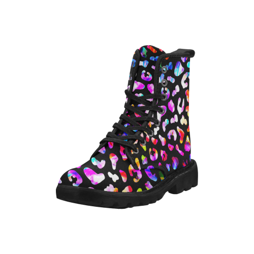 colorful animal print Martin Boots for Women (Black) (Model 1203H)
