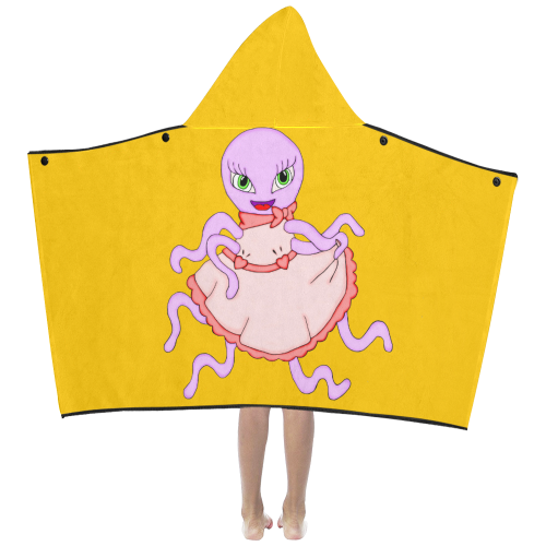 Octavia Octopus Yellow Kids' Hooded Bath Towels