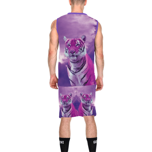 Purple Tiger All Over Print Basketball Uniform