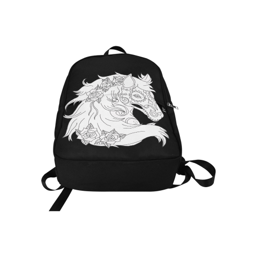 Color Me Sugar Skull Horse Black Fabric Backpack for Adult (Model 1659)