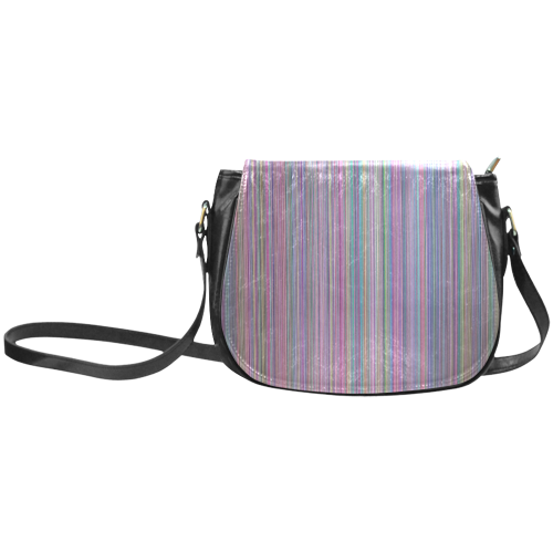 Broken TV screen rainbow stripe Classic Saddle Bag/Large (Model 1648)