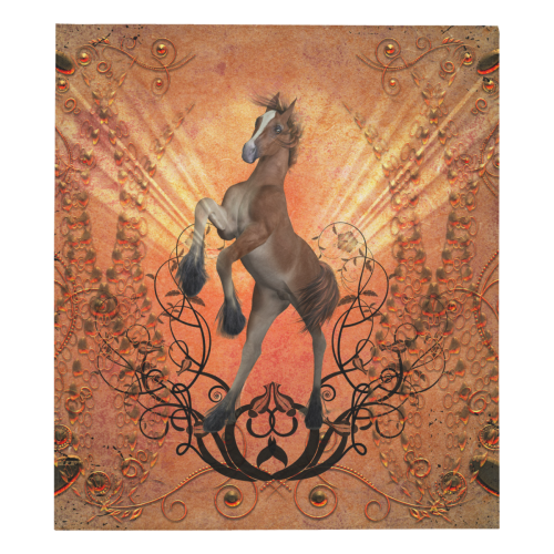 Awesome, cute foal with floral elements Quilt 70"x80"