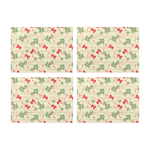 Bows Mistletoe Christmas Placemat 14’’ x 19’’ (Four Pieces)