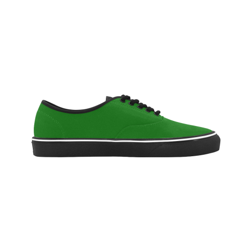 color dark green Classic Men's Canvas Low Top Shoes/Large (Model E001-4)