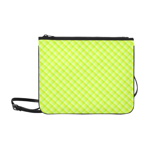 Yellow and green plaid pattern Slim Clutch Bag (Model 1668)