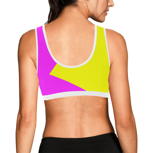 Bright Neon Yellow / Pink Women's All Over Print Sports Bra (Model T52)