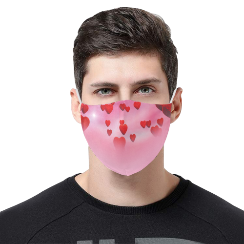 lovely romantic sky heart pattern for valentines day, mothers day, birthday, marriage - face mask 3D Mouth Mask with Drawstring (60 Filters Included) (Model M04) (Non-medical Products)