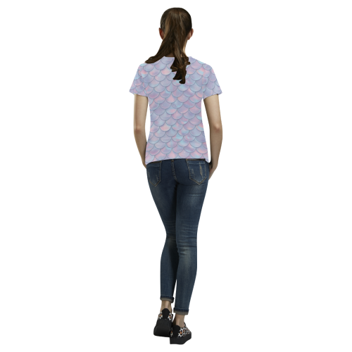 Mermaid Scales All Over Print T-shirt for Women/Large Size (USA Size) (Model T40)