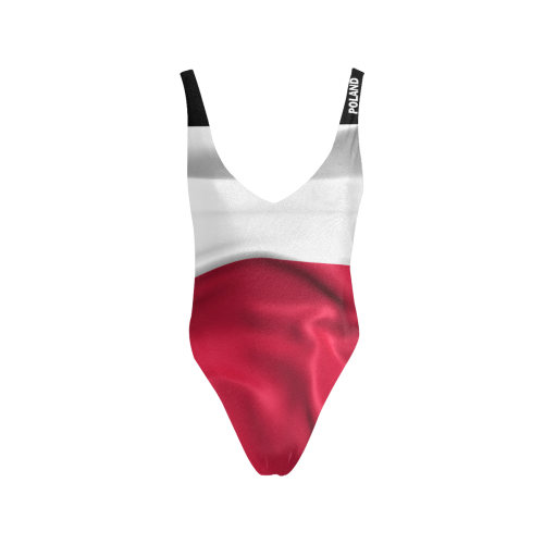 Poland Flag Sexy Low Back One-Piece Swimsuit (Model S09)