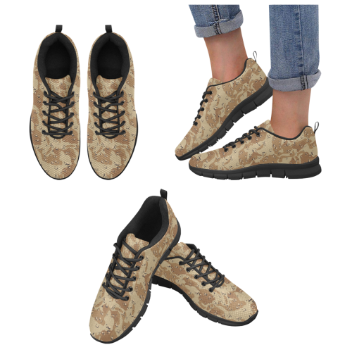 Vintage Desert Brown Camouflage Women's Breathable Running Shoes/Large (Model 055)