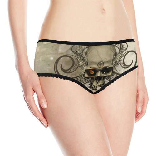 Creepy skull, vintage background Women's All Over Print Classic Briefs (Model L13)