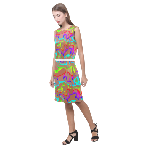 Colorful wavy shapes Eos Women's Sleeveless Dress (Model D01)