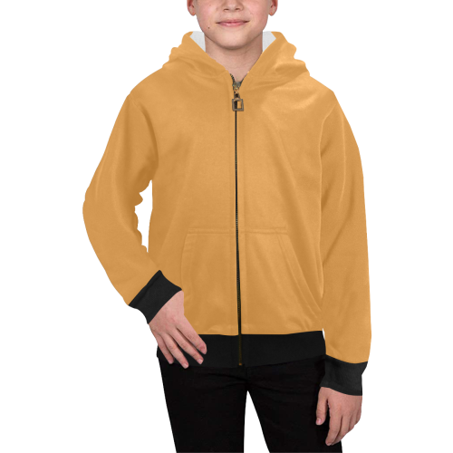 color butterscotch Kids' All Over Print Full Zip Hoodie (Model H39)
