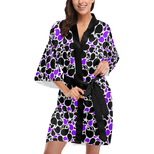 purple black paisley Kimono Robe