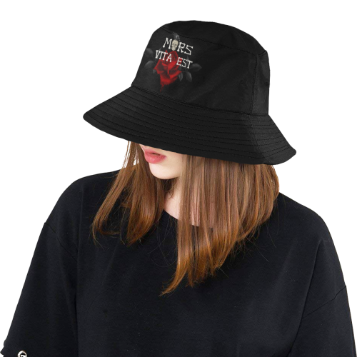 Gothic Skull With Rose and Raven All Over Print Bucket Hat