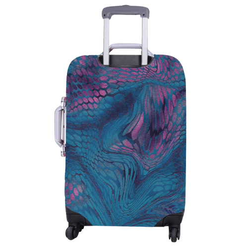 midnight dragon reptile scales pattern in dark blue and purple Luggage Cover/Large 26"-28"