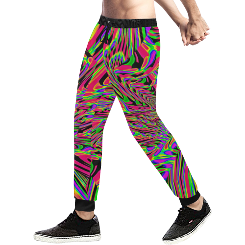 Neon Acid Waves Men's All Over Print Sweatpants (Model L11)