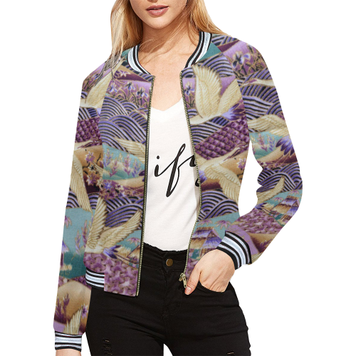 textile-2072568 All Over Print Bomber Jacket for Women (Model H21)