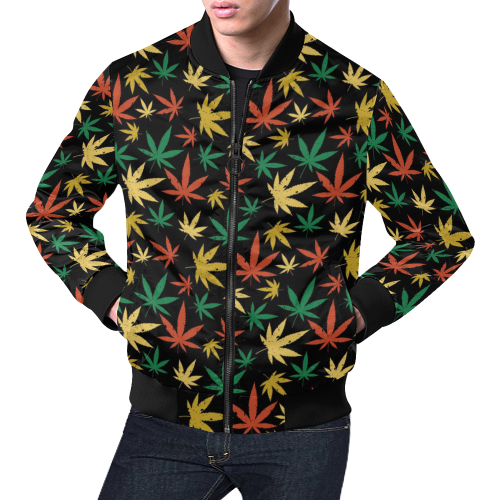 Cannabis Pattern All Over Print Bomber Jacket for Men/Large Size (Model H19)