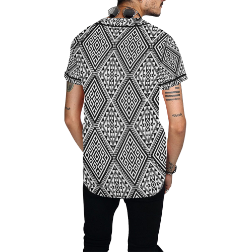 Geometric Folklore Diamonds Ethno Pattern black All Over Print Baseball Jersey for Men (Model T50)