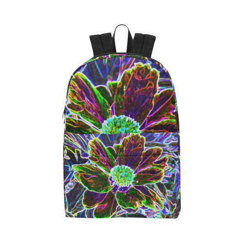 Abstract Garden Peony in Black and Blue Unisex Classic Backpack (Model 1673)