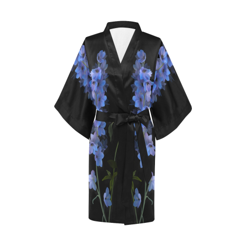 Blue - Violet Consolida original floral watercolor Kimono Robe