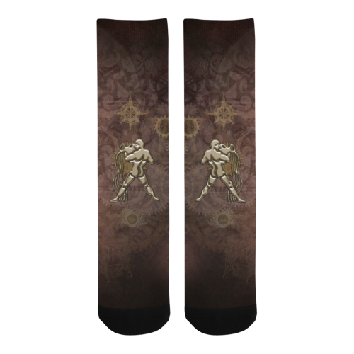 Steampunk Zodiac  Aquarius Men's Custom Socks