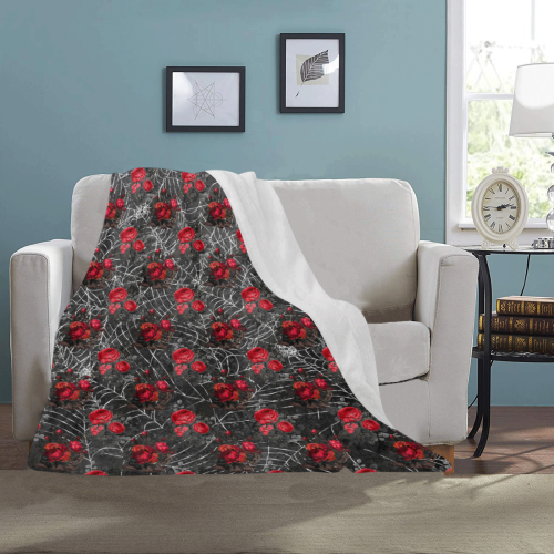 Gothic Roses and Spiderweb Ultra-Soft Micro Fleece Blanket 40"x50"