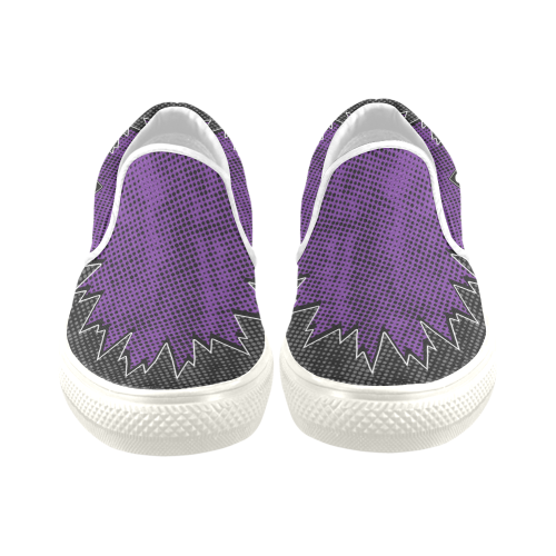 PURP | WHT Men's Unusual Slip-on Canvas Shoes (Model 019)