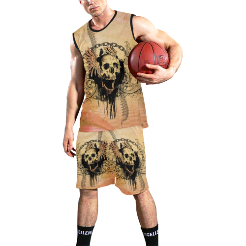 Amazing skull with wings All Over Print Basketball Uniform