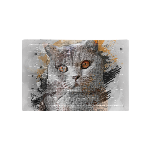 cat kitty art #cat #kitty A4 Size Jigsaw Puzzle (Set of 80 Pieces)