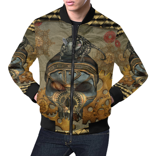 Awesome steampunk skull All Over Print Bomber Jacket for Men/Large Size (Model H19)