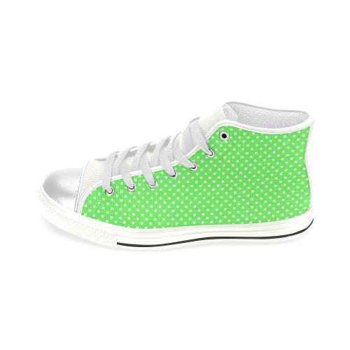 Eucalyptus green polka dots High Top Canvas Shoes for Kid (Model 017)