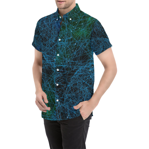 System Network Connection Men's All Over Print Short Sleeve Shirt (Model T53)