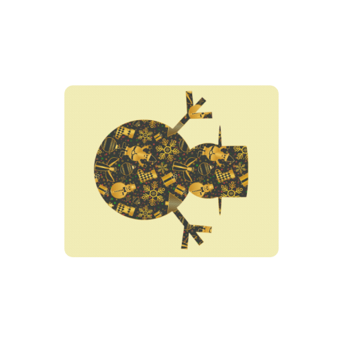 Golden Christmas Icons Snowman Yellow Rectangle Mousepad