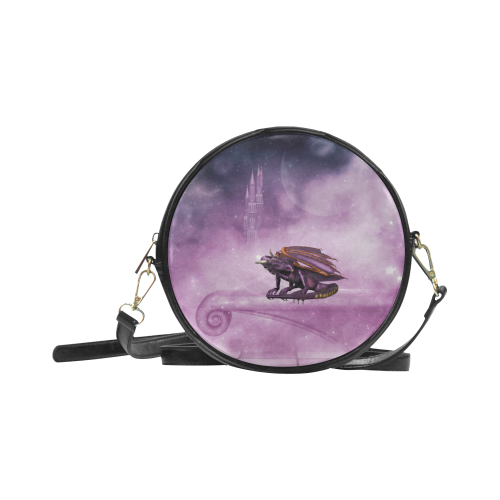 Wonderful violet dragon Round Sling Bag (Model 1647)