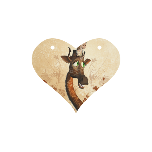 Funny, cute giraffe with fairy Heart Wood Door Hanging Sign