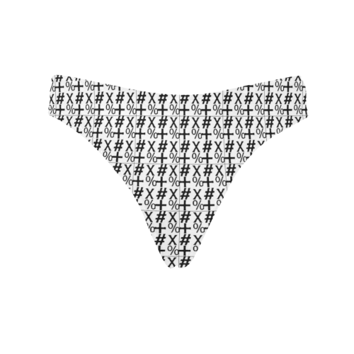 NUMBERS Collection Symbols White/Black Women's All Over Print Thongs (Model L30)