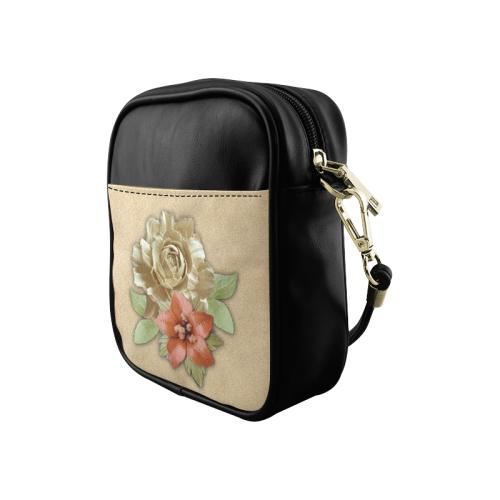 Leather flower on suede Sling Bag (Model 1627)