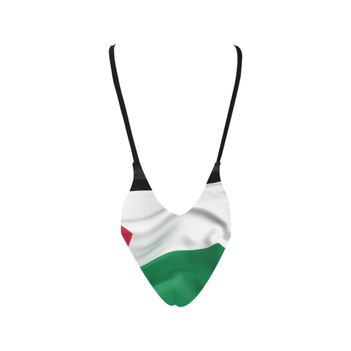 Palestine Flag Sexy Low Back One-Piece Swimsuit (Model S09)