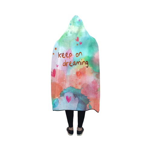 KEEP ON DREAMING - rainbow Hooded Blanket 50''x40''