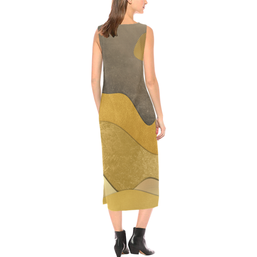 sun space #modern #art Phaedra Sleeveless Open Fork Long Dress (Model D08)