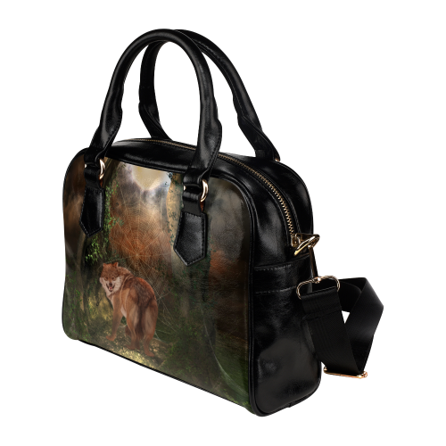 Awesome wolf in the night Shoulder Handbag (Model 1634)