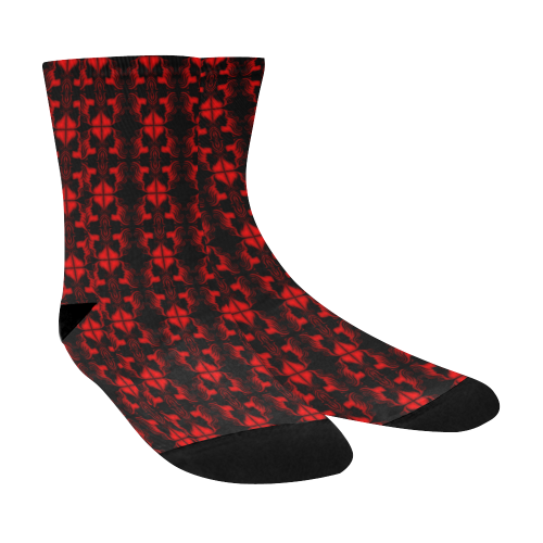 Abstract Flowing * Red on Black Crew Socks