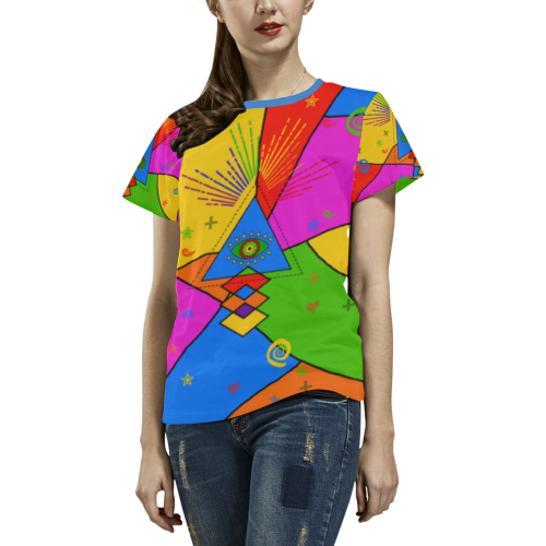 All Seeing Eye Popart All Over Print T-shirt for Women/Large Size (USA Size) (Model T40)