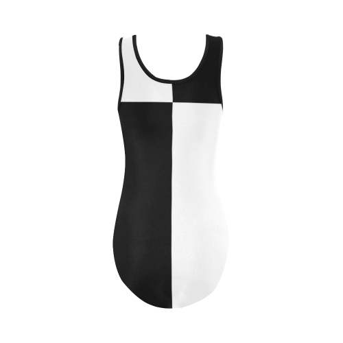 Retro Abstract Black and White Vest One Piece Swimsuit (Model S04)