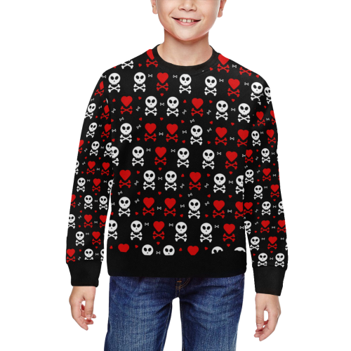 Skull and Crossbones All Over Print Crewneck Sweatshirt for Kids (Model H29)